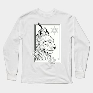 lynx cat with snowflakes Long Sleeve T-Shirt